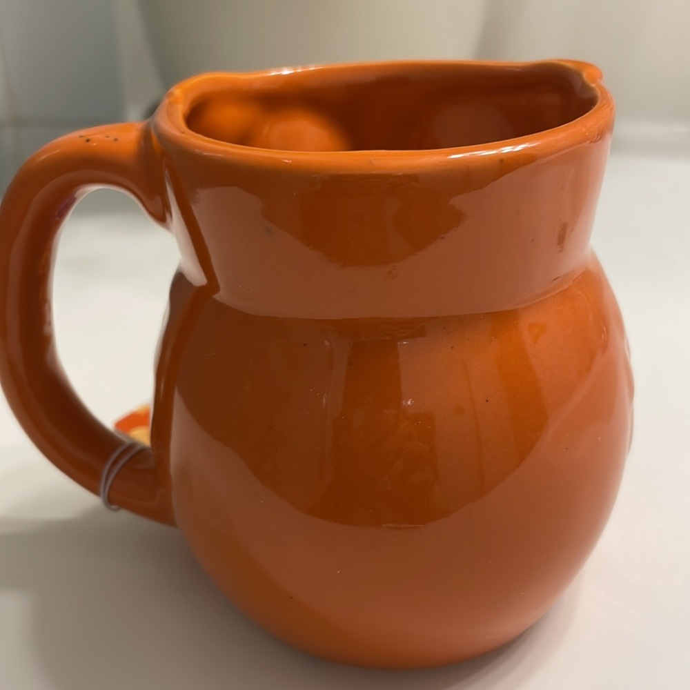 NEW ! Fall Fest Ceramic Figural owl coffee Mug Tea cup spice Orange Brown - Picture 3 of 8